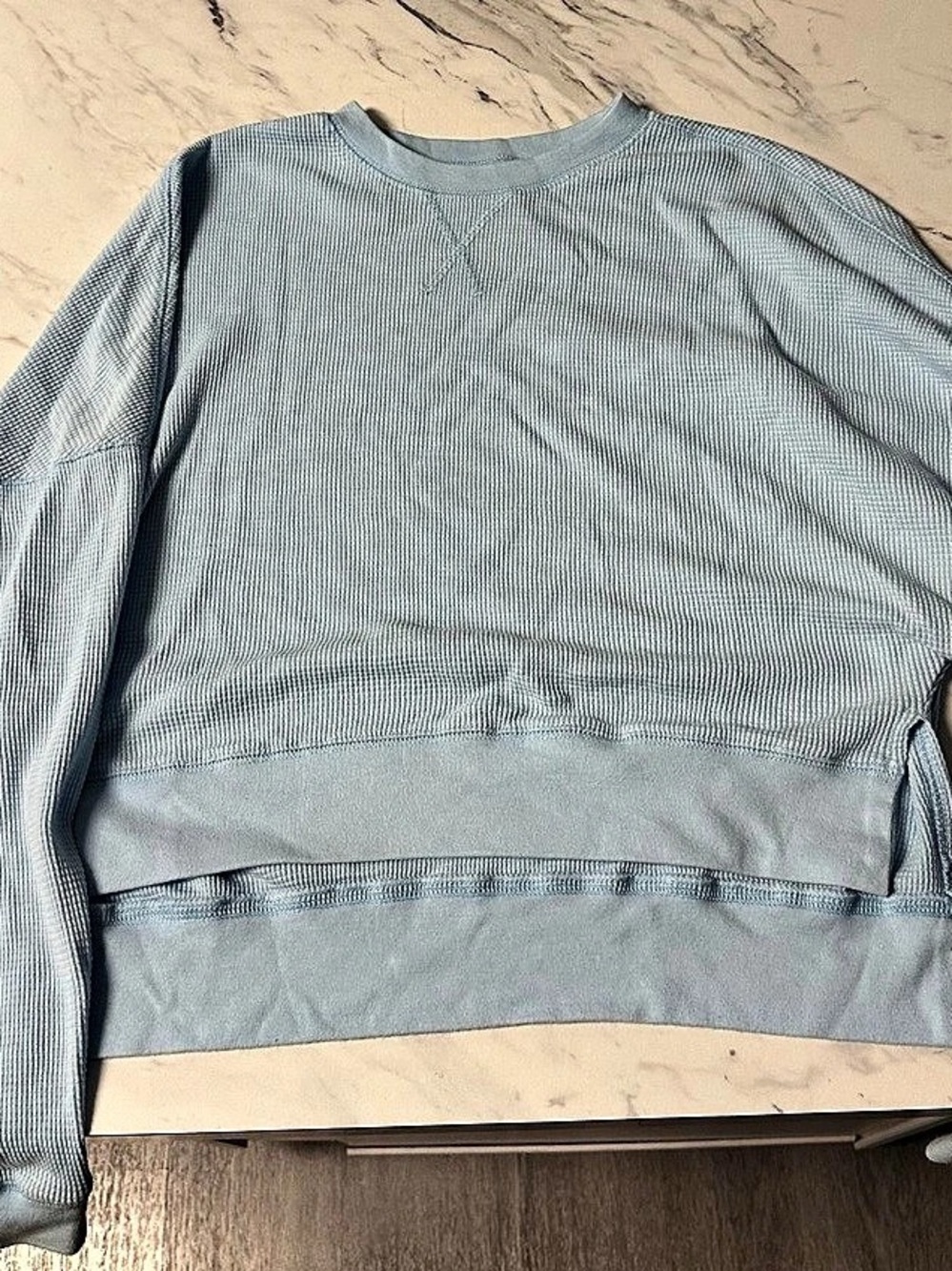 SO Blue Long Sleeve waffle Crop Top Size Small